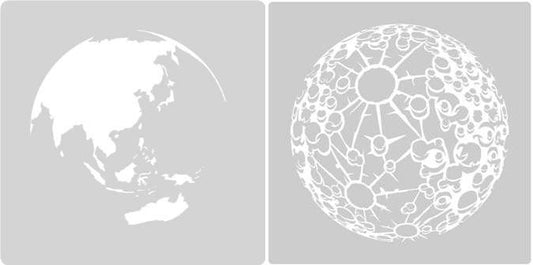 Earth & Moon Stencil Set A4
